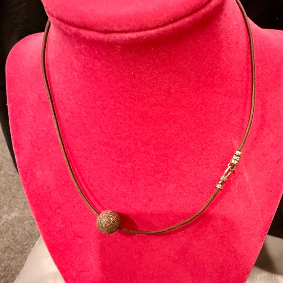 Diamond Pave Circle Pendant Necklace on Leather - Picture 4 of 6